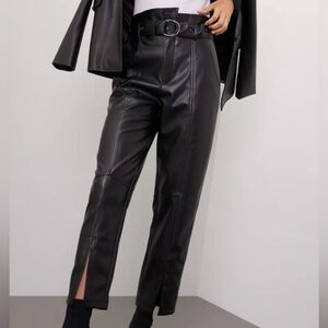 MARISSA WEBB BELTED LEATHER BARREL-LEG PANTS black sz 8